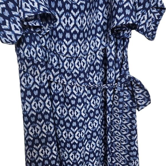 Gibson Latimer Cold Shoulder Tie Belt Blue Maxi Dress Size 1X - Picture 5 of 10